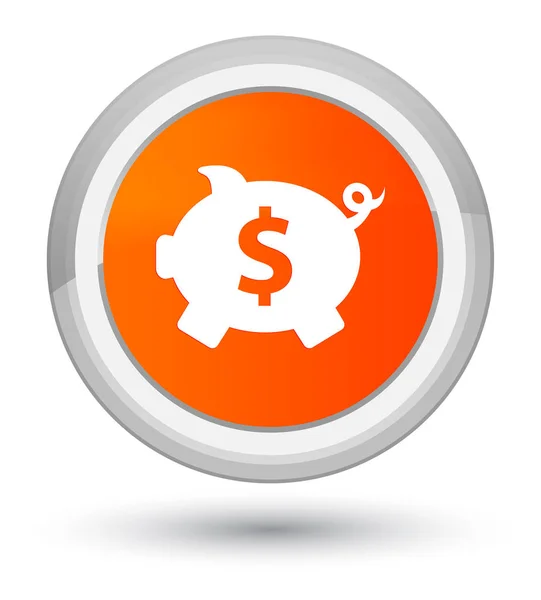 Hucha dólar signo icono primer botón redondo naranja —  Fotos de Stock