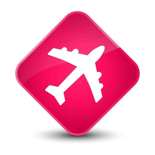 Plane icon elegant pink diamond button — Stock Photo, Image