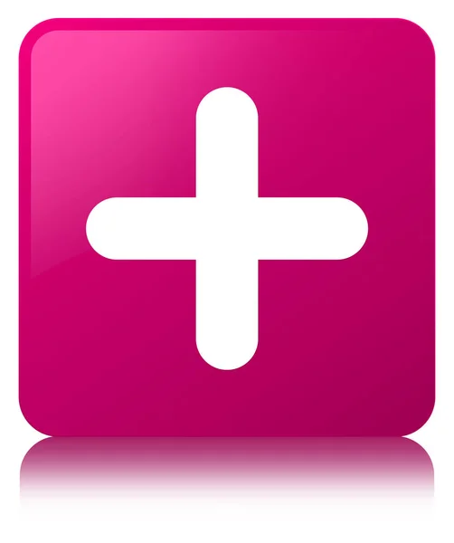 Além de ícone rosa botão quadrado — Fotografia de Stock