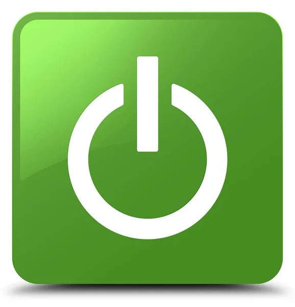 Ikonu měkký zelený čtvercové tlačítko napájení — Stock fotografie