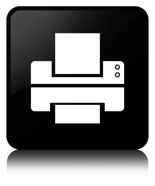 Ícone da impressora botão quadrado preto — Fotografia de Stock