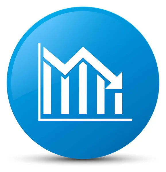 Statistiche giù icona ciano blu pulsante rotondo — Foto Stock