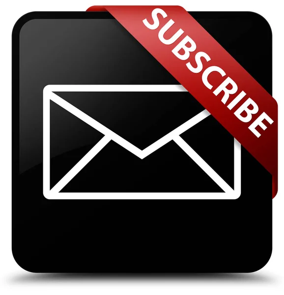 Subscribe (email icon) black square button red ribbon in corner