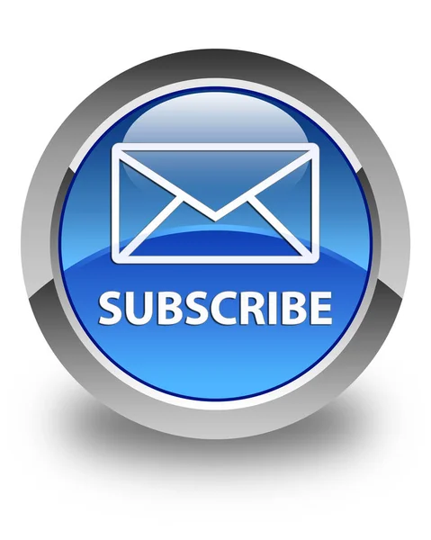 Assinar (ícone de e-mail) botão redondo azul brilhante — Fotografia de Stock