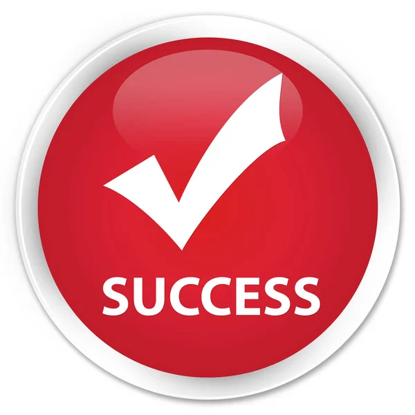 Кнопка успіху (перевірена піктограма) преміум- червоного кола — стокове фото