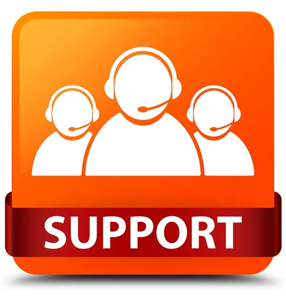Podpora (zákaznické péče týmu ikonu) oranžové čtvercové tlačítko červené ribbo — Stock fotografie