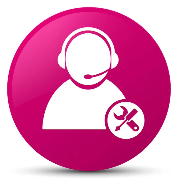 Tech support ikonon rózsaszín kerek gomb — Stock Fotó