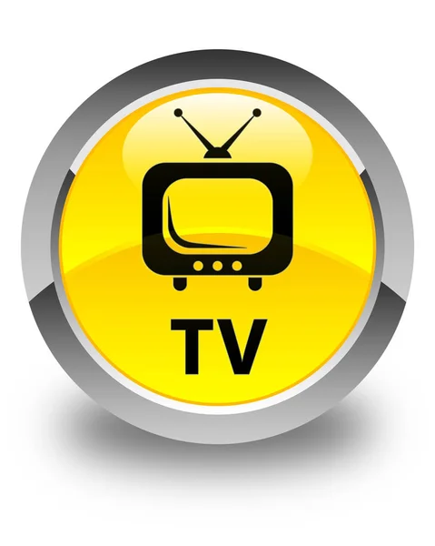 Блестящая желтая кнопка телевизора — стоковое фото