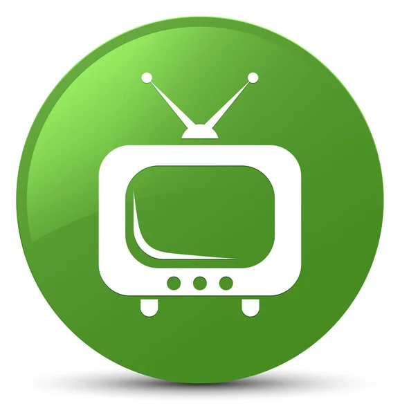 TV icon soft green round button — Stock Photo, Image