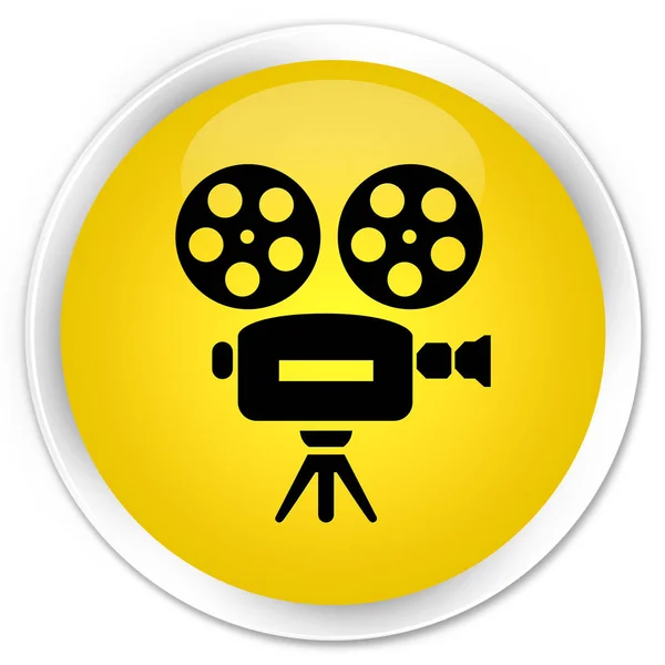 Premiekamera-ikon gul rund knapp – stockfoto