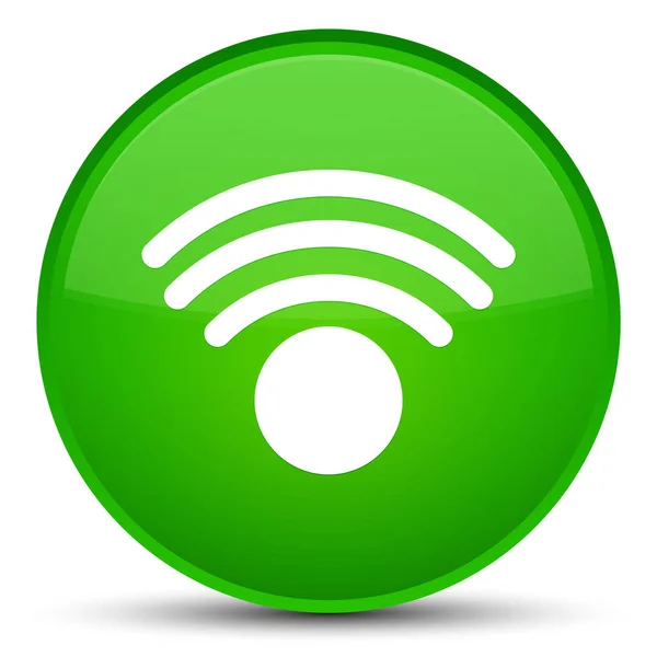 Піктограма Wi-Fi спеціальна зелена кругла кнопка — стокове фото