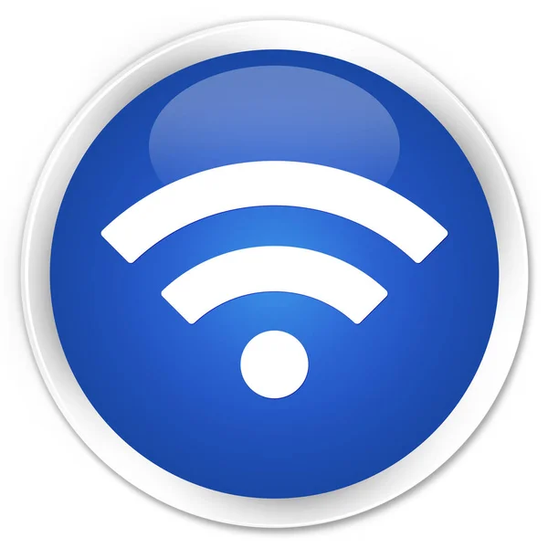 Wi-Fi εικονίδιο premium μπλε στρογγυλό κουμπί — Φωτογραφία Αρχείου