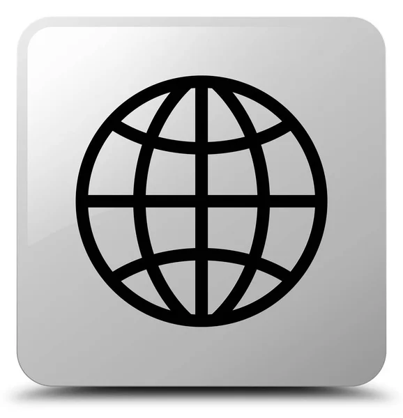 Świat ikony biały przycisk kwadratowy — Zdjęcie stockowe