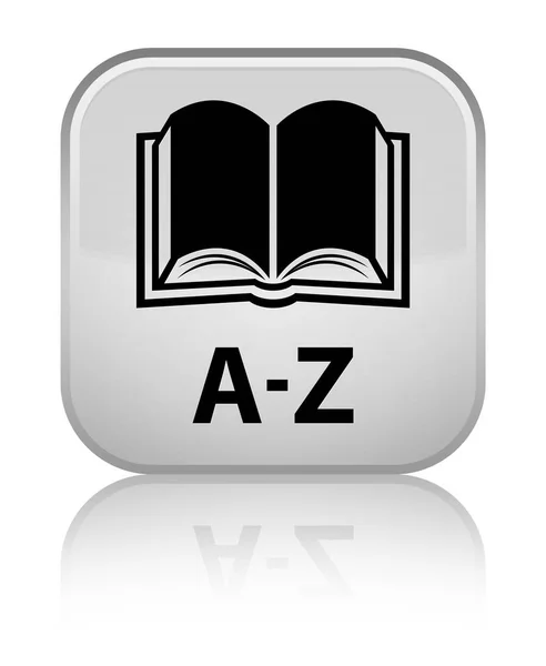 A-Z (ikona knihy) zvláštní bílé čtvercové tlačítko — Stock fotografie