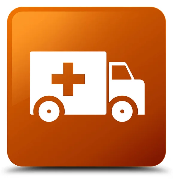 Ambulance icon brown square button — Stock Photo, Image