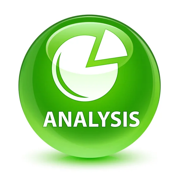 分析 (图形图标) 玻绿色圆形按钮 — 图库照片