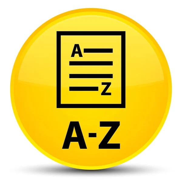 A-Z (ícone de página de lista) botão redondo amarelo especial — Fotografia de Stock
