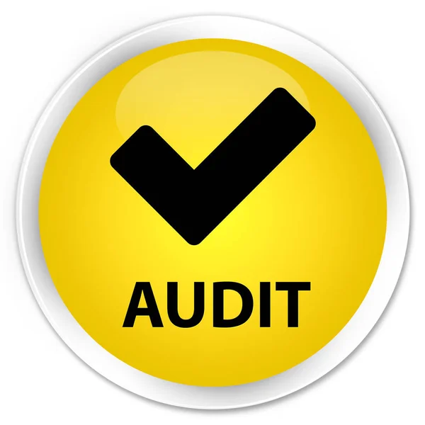 Auditoría (validar icono) botón redondo amarillo premium — Foto de Stock