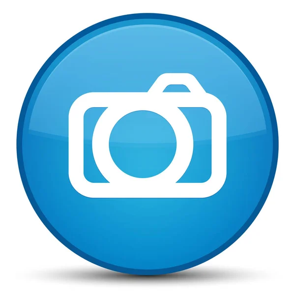 Icona della fotocamera speciale cian blu pulsante rotondo — Foto Stock