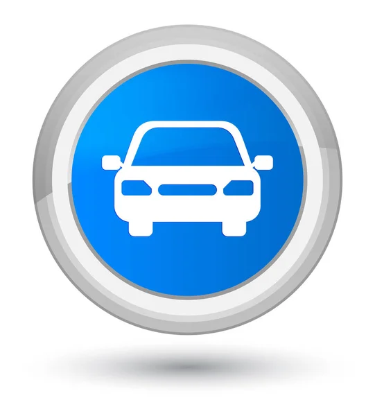 Icono del coche primer botón redondo azul cian —  Fotos de Stock