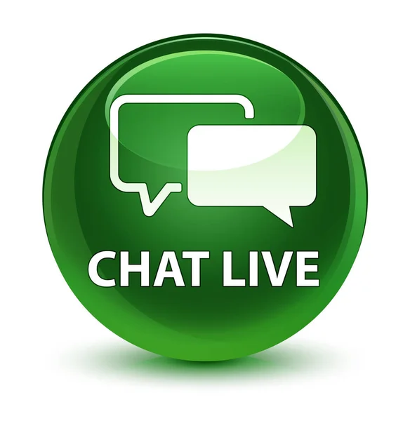 Chat en vivo vidrioso suave botón redondo verde —  Fotos de Stock