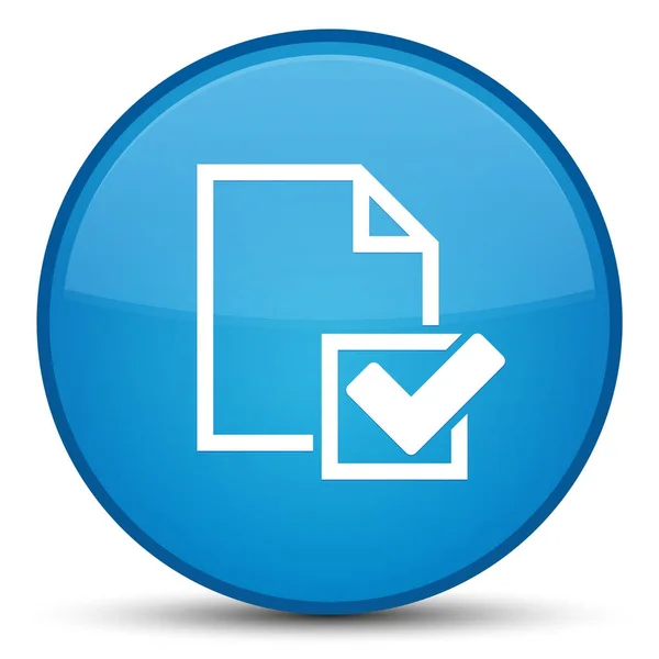 Checklista ikonen särskilda cyan blå runda knappen — Stockfoto