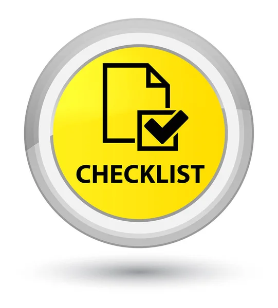 Lista de verificación primer botón redondo amarillo —  Fotos de Stock