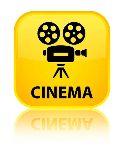 电影院 (摄像机图标) 特殊的黄色方形按钮 — 图库照片