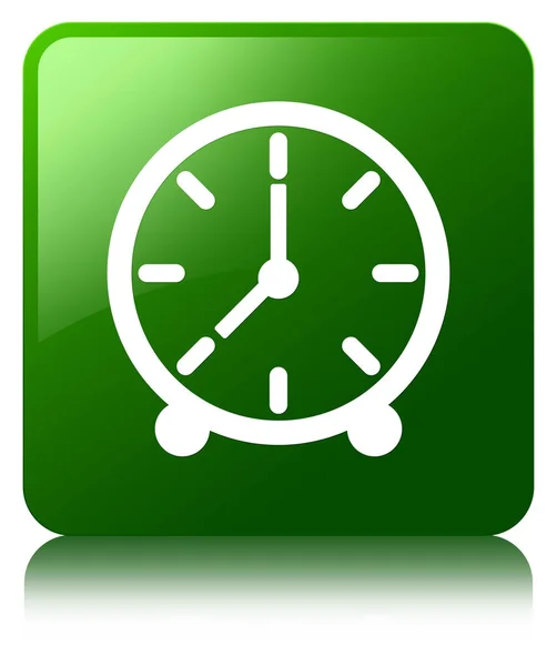 Ρολόι εικονίδιο πράσινο τετράγωνο κουμπί — Φωτογραφία Αρχείου