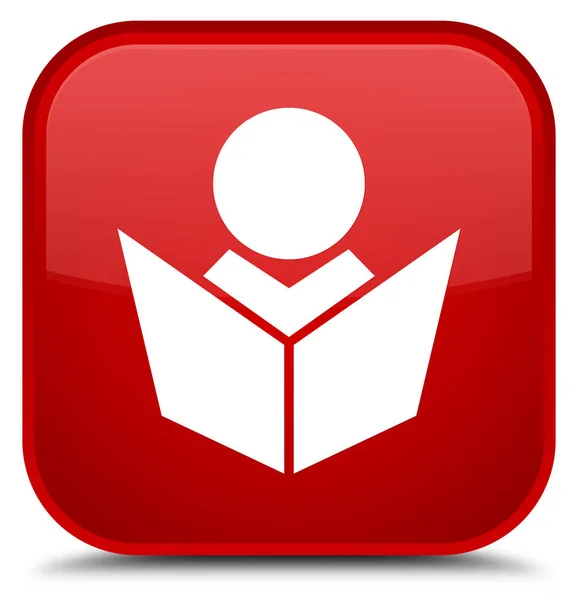 E-learning ikon különleges piros négyzet gomb — Stock Fotó