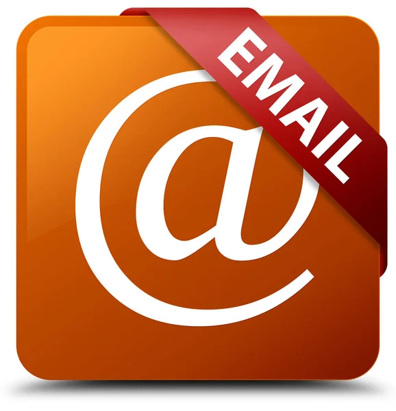 E-mail (adres ikony) brązowy kwadratowy przycisk czerwoną wstążką w rogu — Zdjęcie stockowe