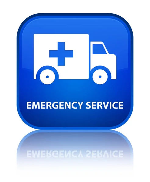 Servicio de emergencia especial azul botón cuadrado — Foto de Stock