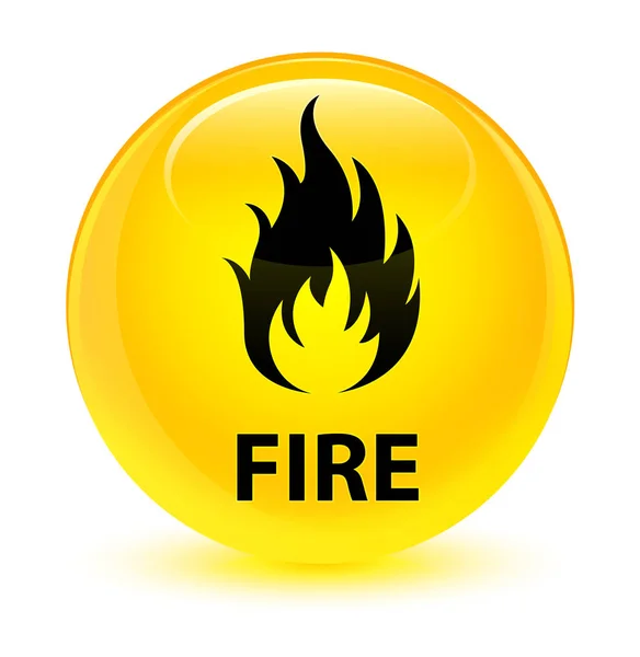 Ogień szklisty żółty okrągły przycisk — Zdjęcie stockowe