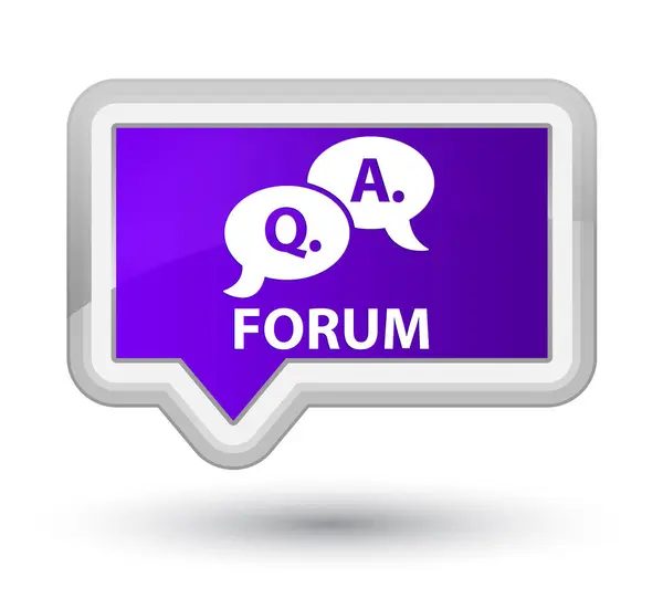 Foro (icono de la burbuja de respuesta a la pregunta) botón de bandera púrpura prima — Foto de Stock