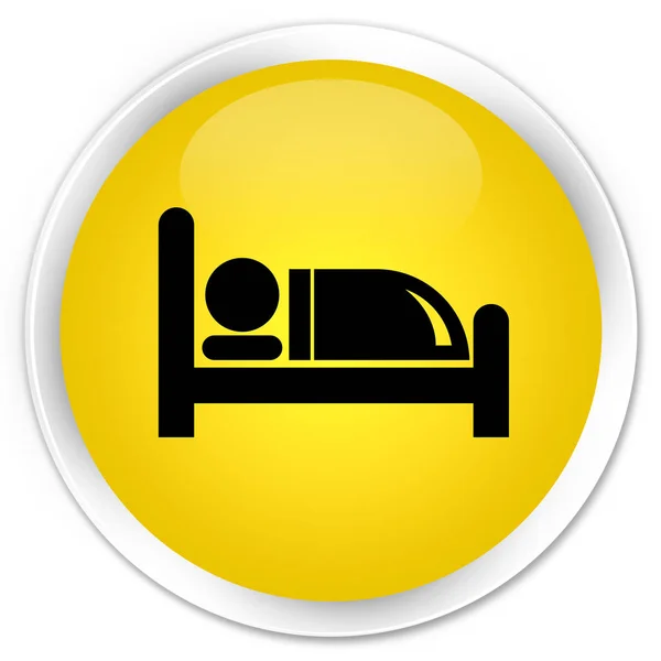 Hotel bed icon premium yellow round button — Stock Photo, Image