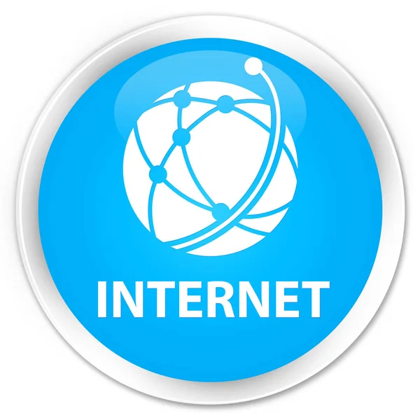 Internet (icona della rete globale) premium ciano blu pulsante rotondo — Foto Stock