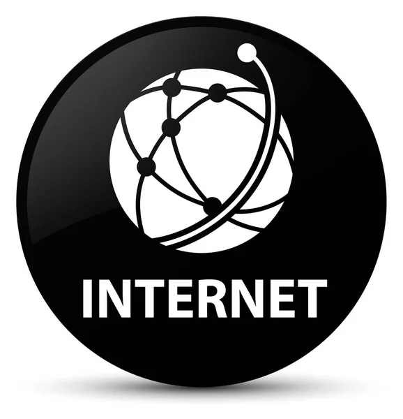 Internet (globales Netzwerk-Symbol) schwarzer runder Knopf — Stockfoto