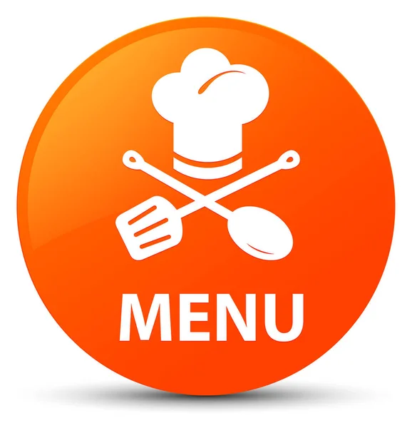 Menü (Restoran simgesi) turuncu yuvarlak düğmesi — Stok fotoğraf