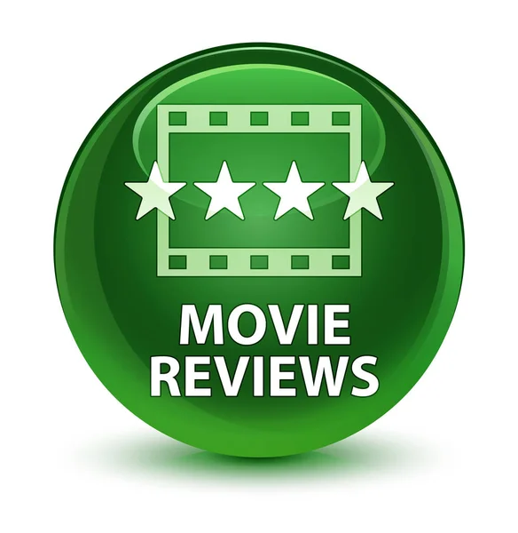 Movie reviews glassy soft green round button — Stock Photo, Image