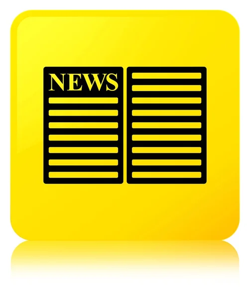 Newspaper icon yellow square button — Stock Photo, Image
