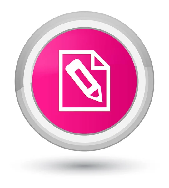 ページ アイコン プライム ピンクの鉛筆ラウンド ボタン — ストック写真