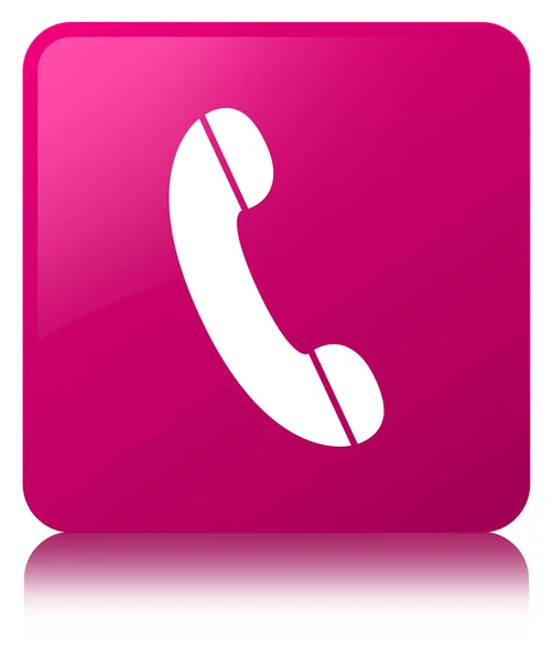 电话图标粉红色方形按钮 — 图库照片