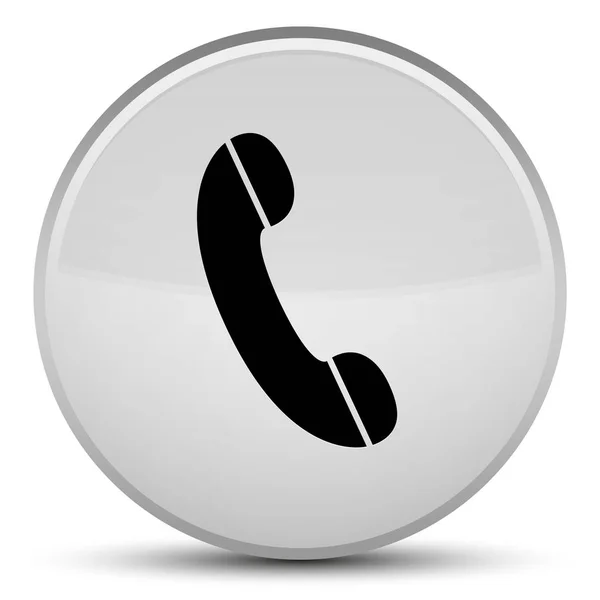 Telefon ikon külön fehér kerek gomb — Stock Fotó