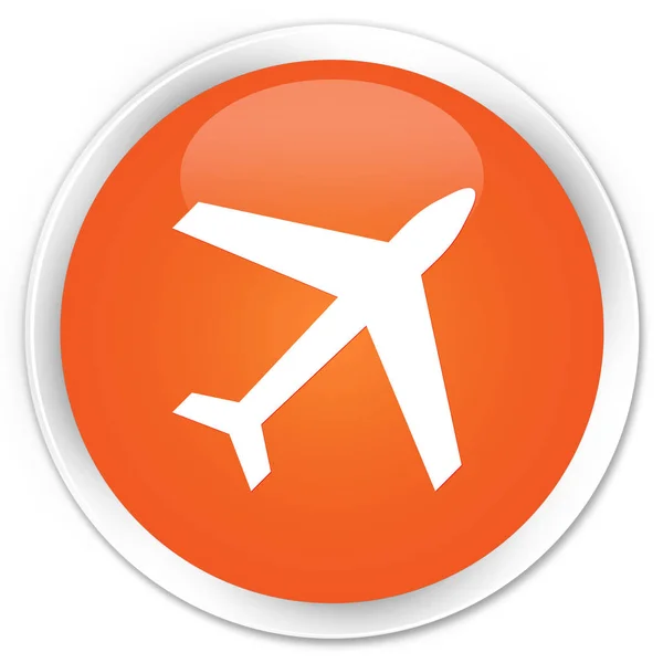 Icône avion bouton rond orange premium — Photo