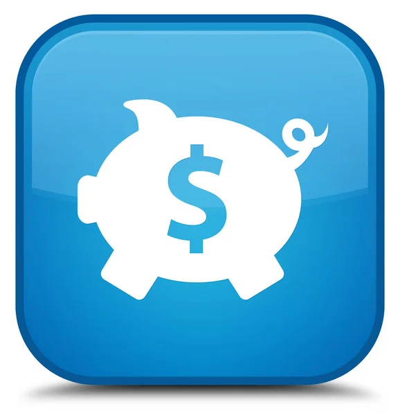 Piggy banco dólar signo icono especial cian azul botón cuadrado —  Fotos de Stock