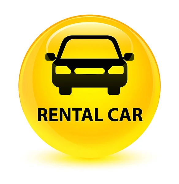 Aluguer carro amarelo vítreo botão redondo — Fotografia de Stock