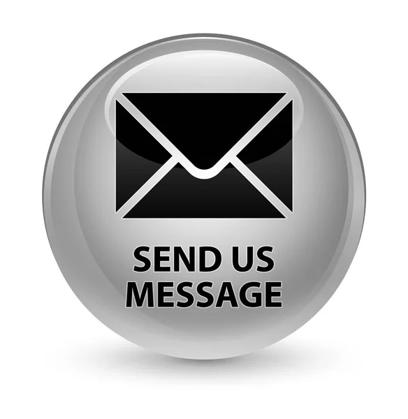 Envie-nos mensagem vítreo botão redondo branco — Fotografia de Stock