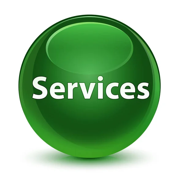 Services glassy soft green round button — Stock Photo, Image