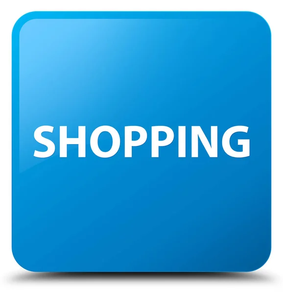 ショッピング シアン青い正方形ボタン — ストック写真