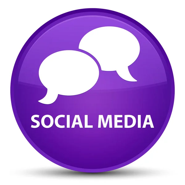 Social media (icona della bolla di chat) speciale pulsante rotondo viola — Foto Stock